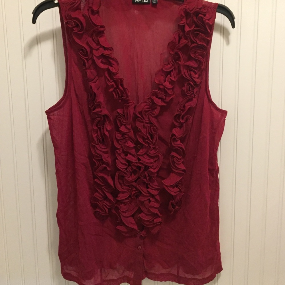 Apt 9 ruffle front mesh blouse